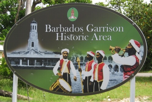 Sign for Barbados Garrison Hiistoric Area